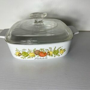 Vintage Corning Ware A-8-B “L’Echalote” 2 Qt Casserole Dish w/ Glass Lid 1970s